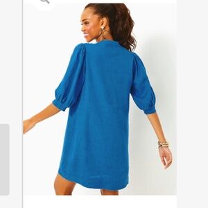 NTW Lilly Pulitzer MIALEIGH ELBOW SLEEVE LINEN DRESS – BARTON BLUE